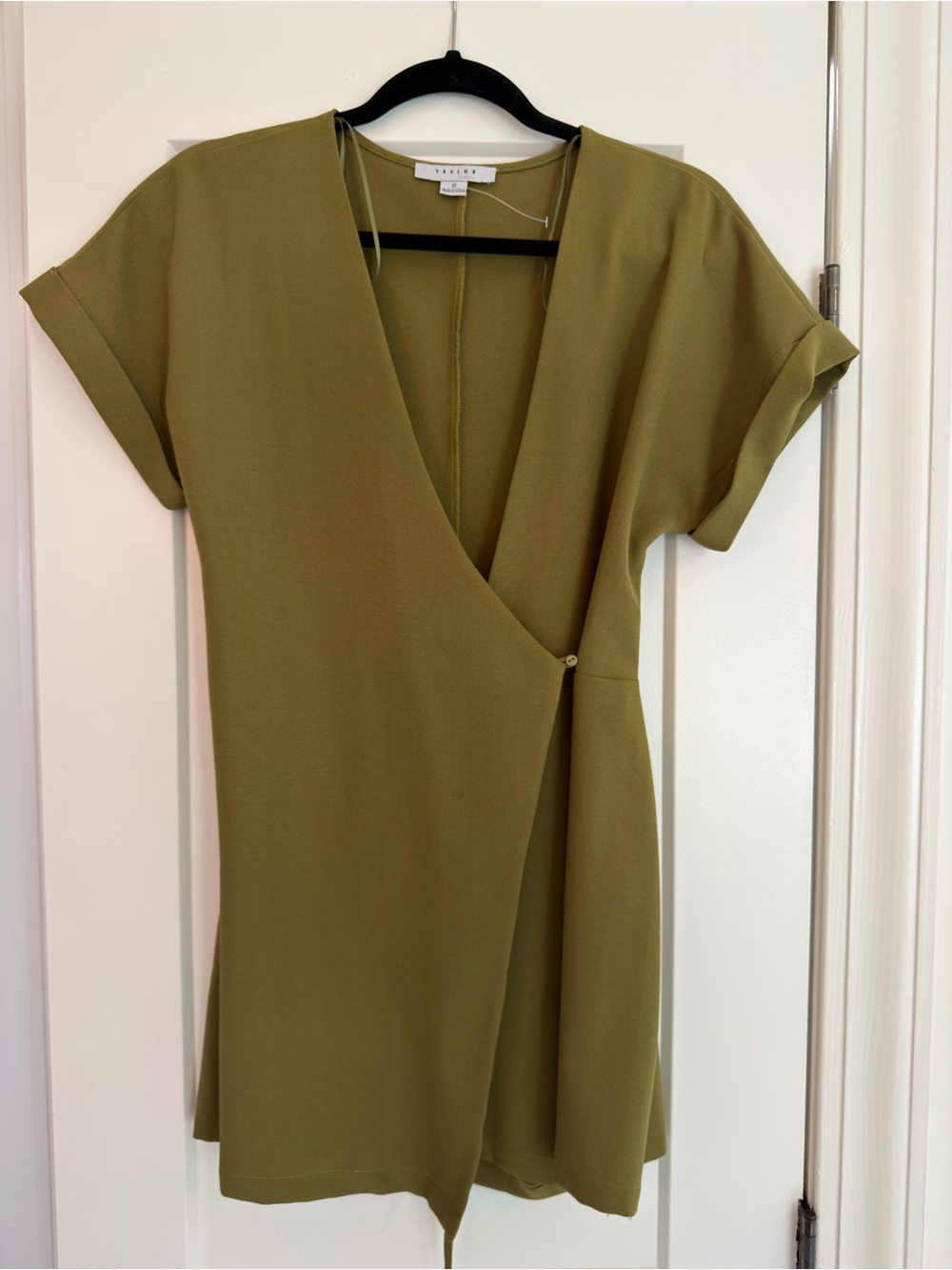 FAVLUX Olive Green Short Wrap Mini Dress